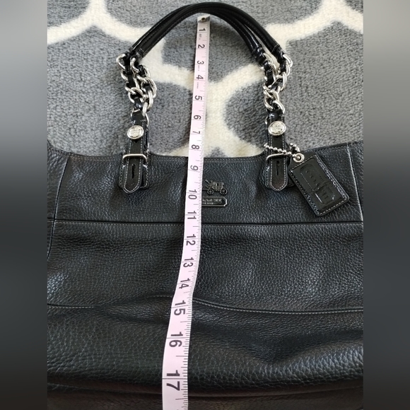 Coach Pebbled Leather Madison Tribeca East West Bag with Chain Strap Handles - Picture 15 of 16